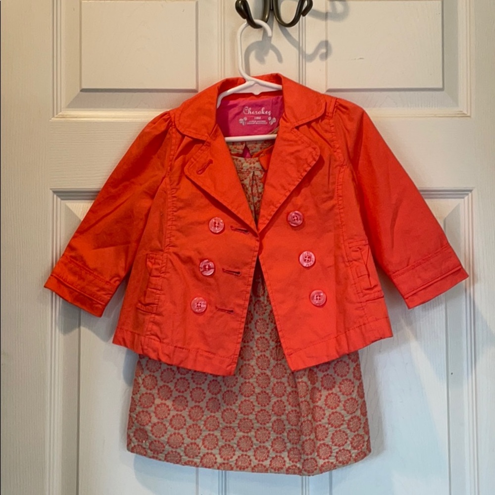 🦄 Cherokee Girls Jacket and Dress 2 Piece Set.